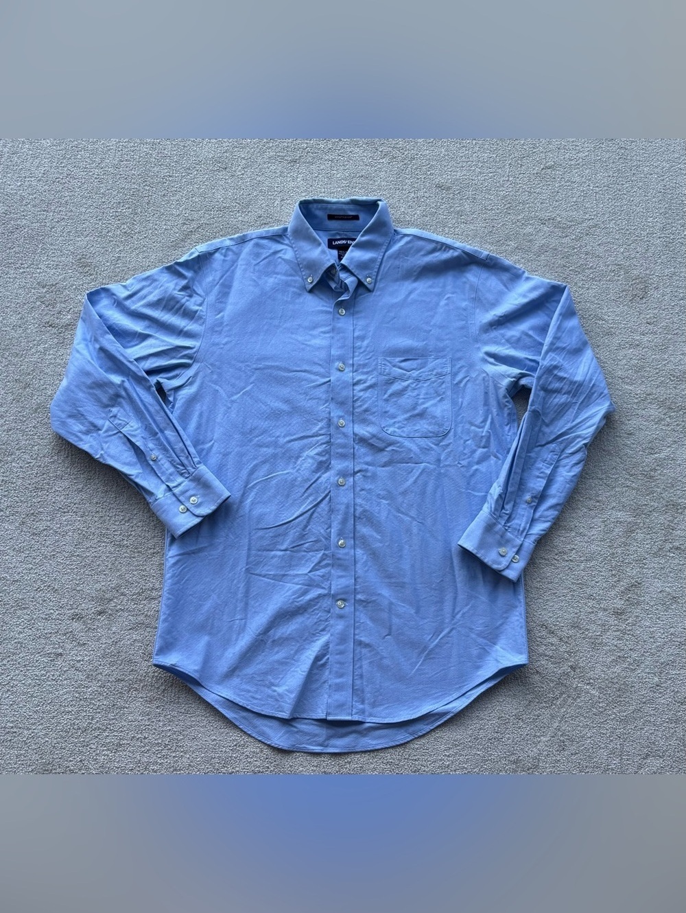Lands' End Supima Hyde Park Sky Blue Button-Down Oxford Shirt